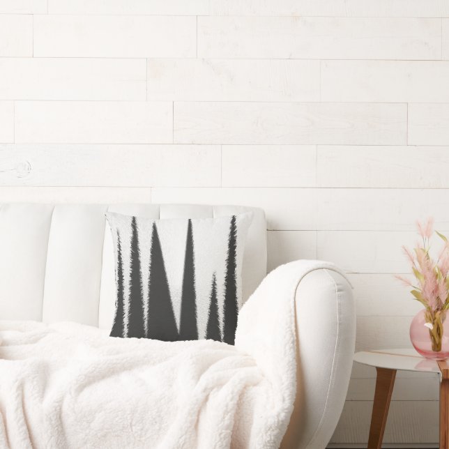 Coussin Minimalisme d'art Abstrait Gris Lignes blanches (Canapé)