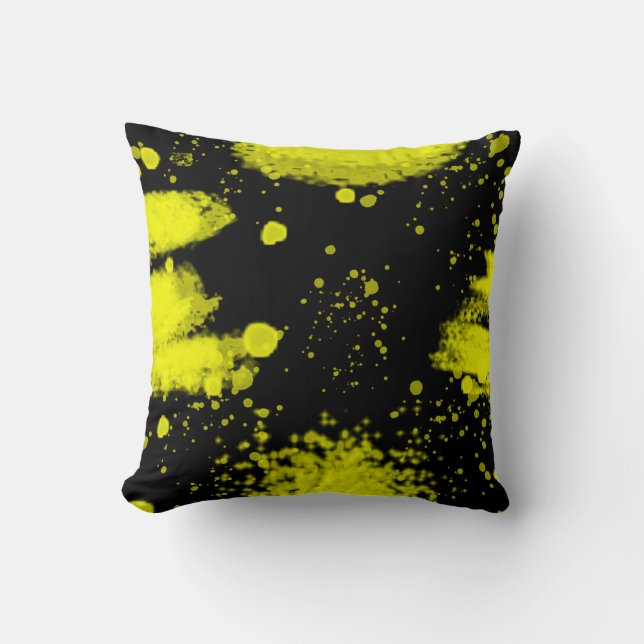 Coussin Minimalisme d'art Abstrait Jaune noir (Recto)