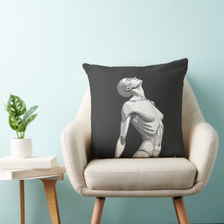 Coussin Minimalist Android Female - Modern Throw Pillow