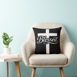 Coussin Minimalist Blessed Cross Christian Faith Design
