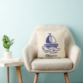 Coussin Minimalist Blue Sailboat Sailing Maritime (Chaise)