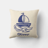 Coussin Minimalist Blue Sailboat Sailing Maritime (Verso)