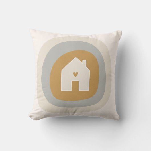 Coussin Minimalist Boho "Home is Where the Heart Is" (Recto)