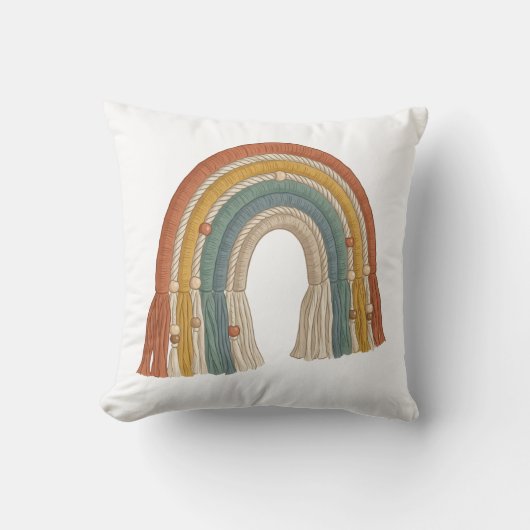 Coussin Minimalist Boho Macramé Rainbow (Recto)