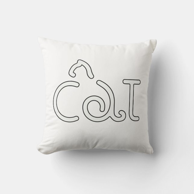 Coussin Minimalist Cat Typography Design – Modern Line Art (Recto)