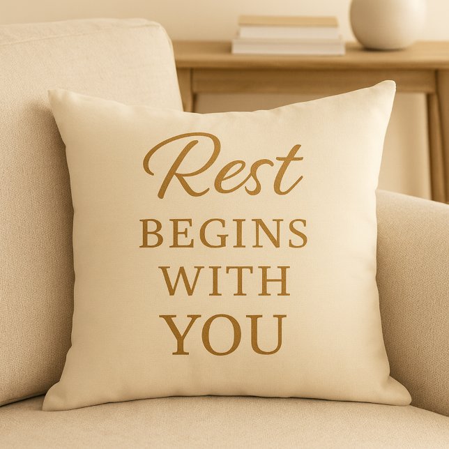 Coussin Minimalist Cozy Quote Pillow -Rest Begins With You (rest_begins_with_you_cozy_quote_png_aureline_studi)
