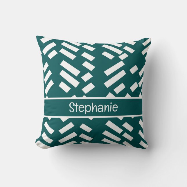 Coussin Minimalist Diagonal Striped Pattern With Name (Recto)