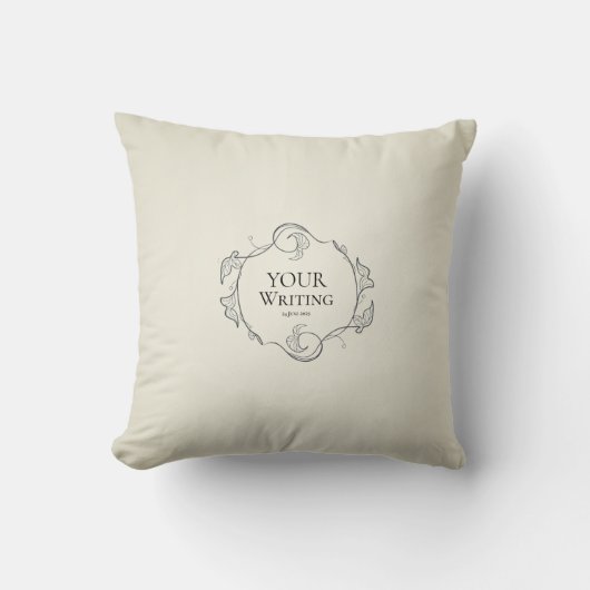 Coussin Minimalist Floral Frame custom Text Throw Pillow (Recto)