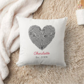 Coussin Minimalist Heart Fingerprint Personalized Name (Couverture)