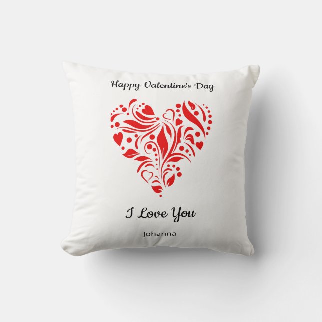 Coussin Minimalist Heart Valentine's Day  – Customizable (Recto)