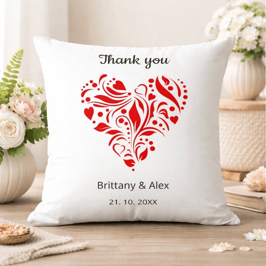 Coussin Minimalist Heart Wedding Thank You – Custom