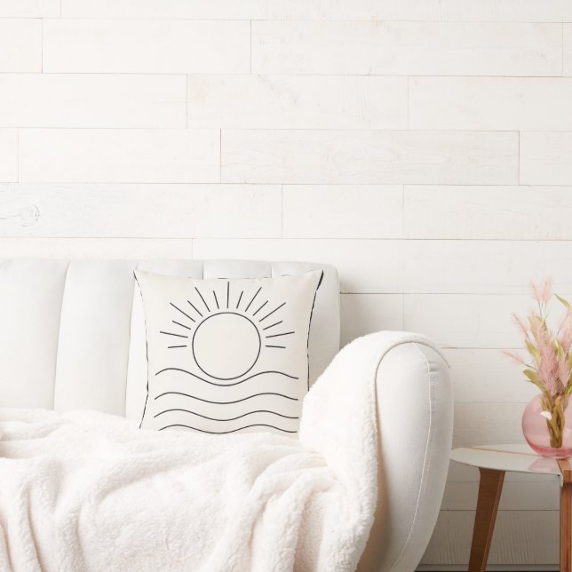 Coussin Minimalist Sun Line Art Throw Pillow (Canapé)