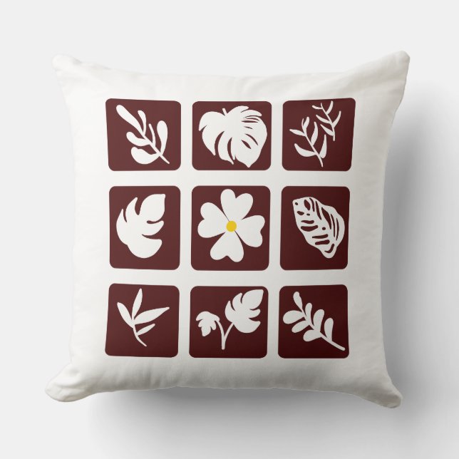 Coussin Minimaliste à Feuilles (Recto)