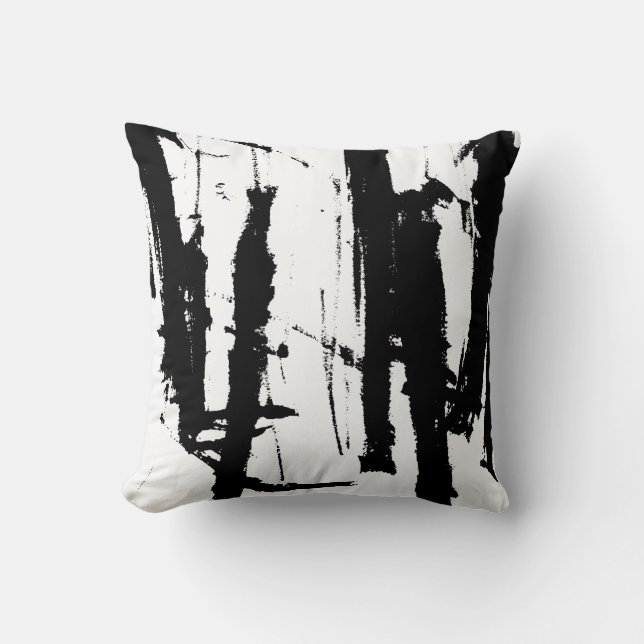 Coussin minimaliste Abstrait moderne noir et blanc (Recto)