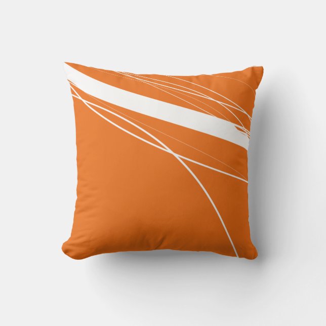 Coussin Minimaliste Abstrait moderne Orange-Blanc (Recto)