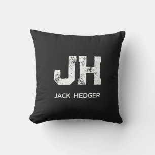 COUSSIN MINIMALISTE BLANC MONOGRAMME À DEUX LETTRES NOM NO