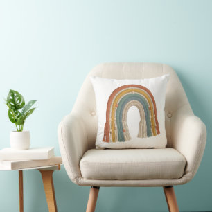 Coussin Minimaliste Bohème Macramé Arc-en-ciel