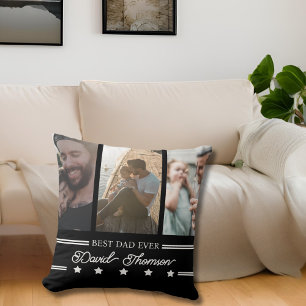 Coussin Minimaliste classique noir blanc meilleur papa jam