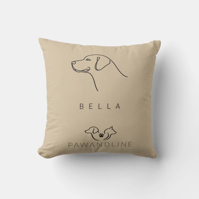 Coussin Minimaliste Labrador | Nom Personnalisé (Recto)