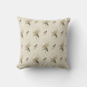 Coussin Minimaliste Lily Bird Élégant Antique