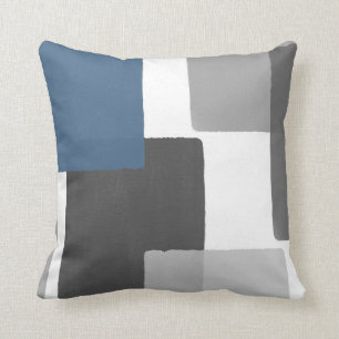 Coussin Minimaliste moderne géométrique gris-bleu blanc