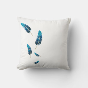Coussin Minimaliste Navy et Teal Plumes Tombantes Esthétiq
