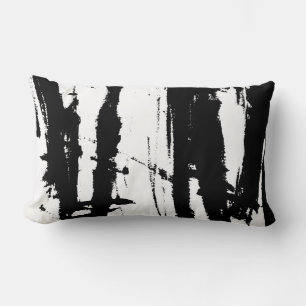 Coussin minimaliste noir et blanc abstrait moderne