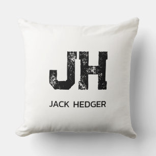 COUSSIN MINIMALISTE NOIR MONOGRAMME À DEUX LETTRES NOM BLA