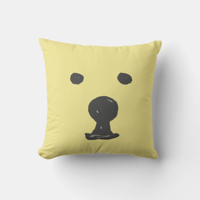 Coussin minimaliste ours mignon visage esquisse (Recto)