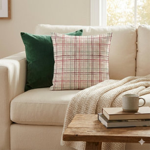 Coussin Minimaliste Pastel à Main Levée Grille Vérifiée Co