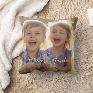 Coussin Minimaliste Photo Gram's Anges' Blanc Personnalise