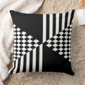 Coussin Minimaliste Rayures Blanches & Noires Diamant (Couverture)