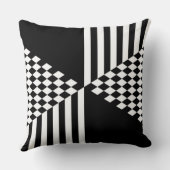 Coussin Minimaliste Rayures Blanches & Noires Diamant (Verso)