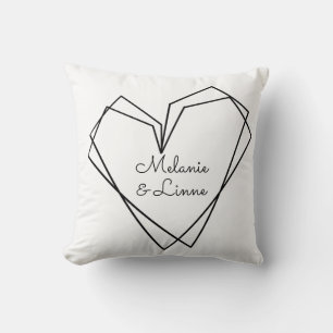 Coussin Minimaliste Simple Ligne D'art De Coeur Script Pou