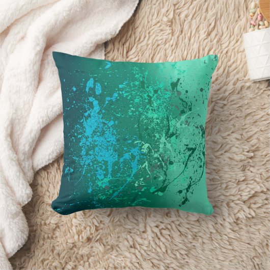 Coussin Mint Flurry Abstract Spatter Art (Couverture)