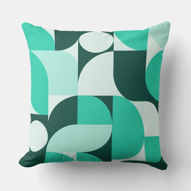 Coussin Mint Teal Geometric Composition (Recto)