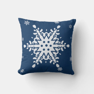 COUSSIN MINUIT BLEU AVEC SNOWY SNOWFLAKE VACANCES