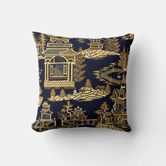 Coussin Minuit Golden Pagoda Teahouse (Recto)