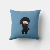 Coussin Minuscule Ninja heureux sur bleu (Verso)