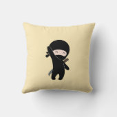 Coussin Minuscule Ninja heureux sur Jaune (Verso)