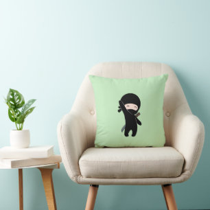 Coussin Minuscule Ninja heureux sur vert