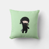 Coussin Minuscule Ninja heureux sur vert (Recto)