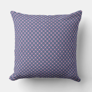 Coussin Minuscules Étoiles Rouge Violet et Carrés Bleus