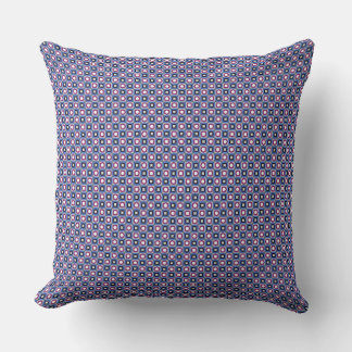 Coussin Minuscules Étoiles Rouge Violet et Carrés Bleus