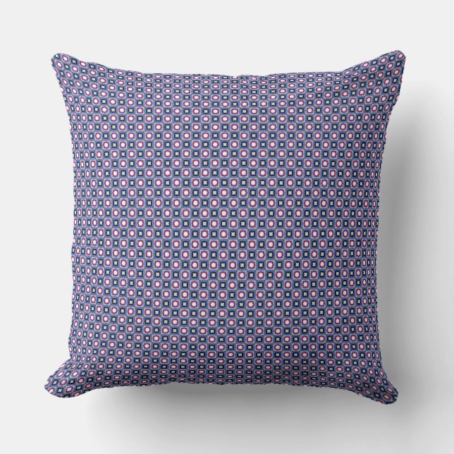 Coussin Minuscules Étoiles Rouge Violet et Carrés Bleus (Recto)