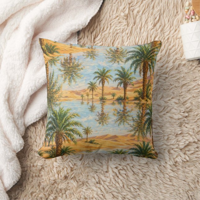 Coussin Mirage de palmier d'oasis du désert (Couverture)