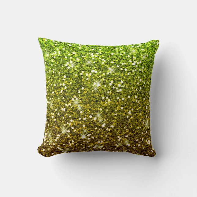 Coussin Miroiter les parties scintillantes vert clair d'or (Recto)
