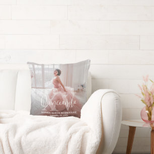 Coussin Mis XV Años Chic Photo Moderne Quinceañera Keepsak