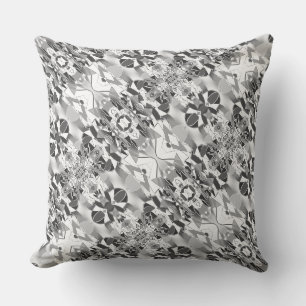 Coussin Mise en miroir de formes tordues en gris et blanc