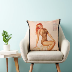 Coussin Miss février Varga Girl 1946 Calendrier pin-up